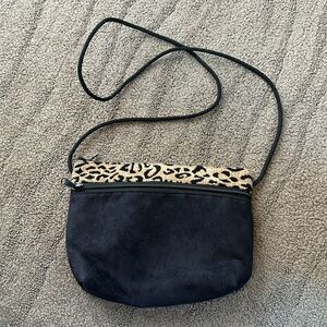 Danny K Beverly Hills VTG Animal Print Crossbody Suede Black USA